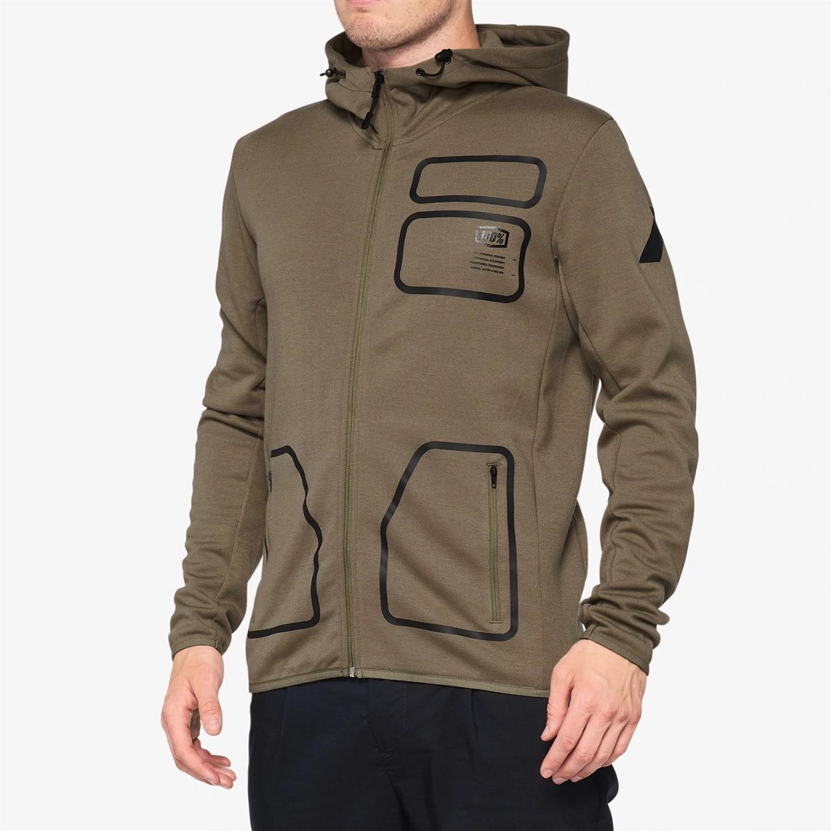 100% Viceroy Hooded Zip Tech Fleece Cycling Hoodie