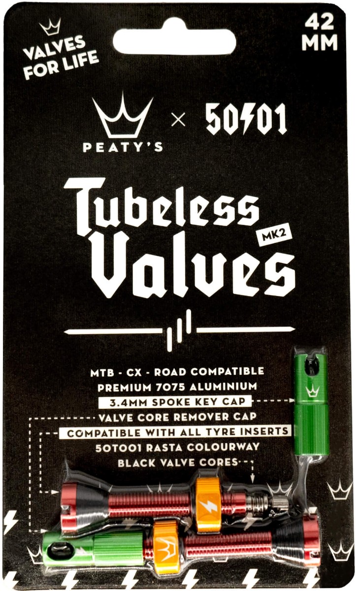 Peatys x 50to01 Tubeless MK2 Rasta Valves 42mm