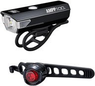 Cateye AMPP 100 & ORB Rechargeable Front/Rear Light Set Image of Cateye AMPP 100 & ORB Rechargeable Front/Rear Light Set