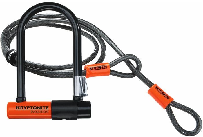 Kryptonite Evolution Mini 7 Lock With 4 Foot Kryptoflex Cable - Silver Sold Secure