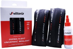 Image of Vittoria Corsa N.EXT Tubeless Ready Road Bike Tyres Twin Pack with Sealant 80ml